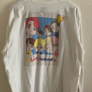Hot Topic Tiny tan long sleeve all 7 members BTS Love Yourself white size 2x